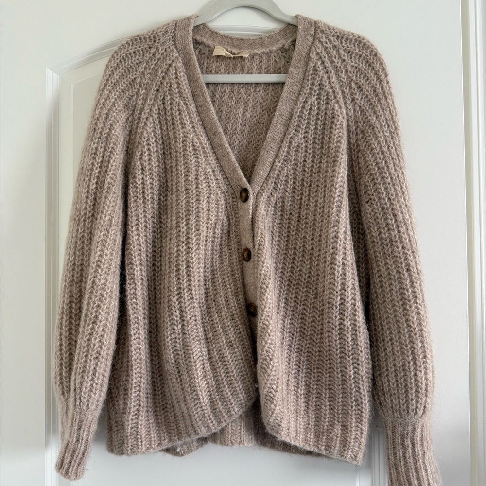Sezane Basile Beige / Oatmeal Knit Cardigan Sweater